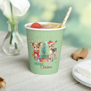 Red Green Rentier Santa Merry Weihnachtsfest Party Pappbecher