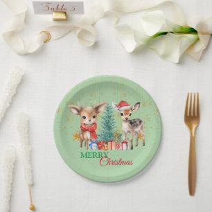 Red Green Rentier Santa Merry Weihnachtsfest Party Pappteller