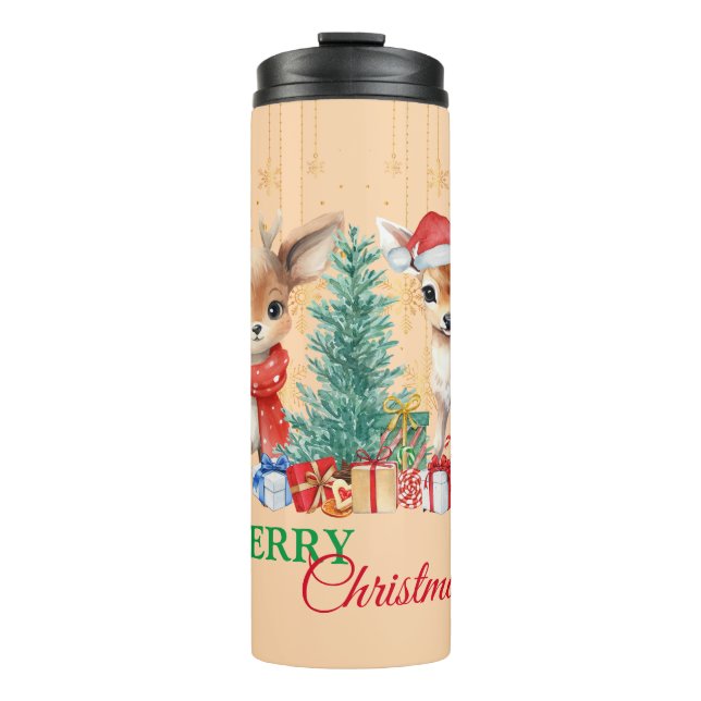 Red Green Rentier Santa Merry Weihnachtsfest Party Thermosbecher (Vorderseite)