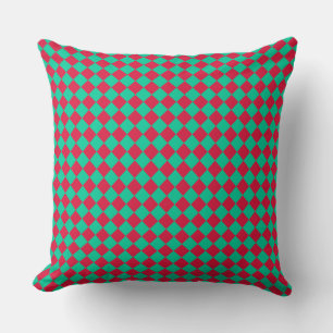 Red Green Schachbrett Diamond Pattern Kissen