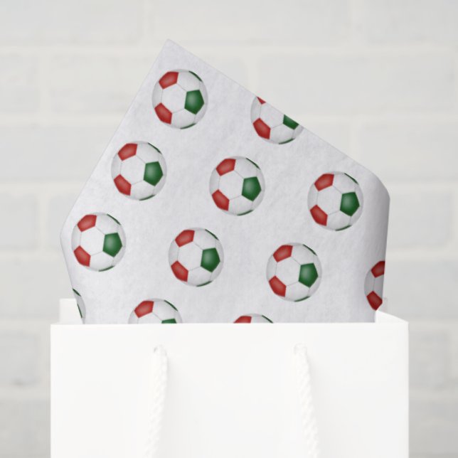 red green soccer balls pattern seidenpapier (Geschenktüte)