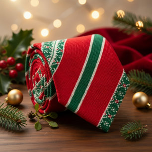 Red Green Stickerei Weihnachtsmuster Krawatte