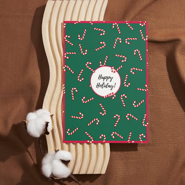 Red & Green Strip Candy Happy Holiday Card (Von Creator hochgeladen)