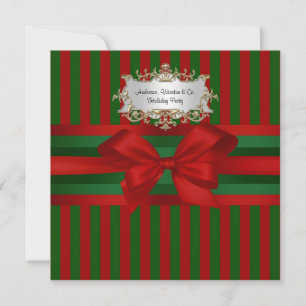 Red Green Strip Ribbon & Bow Chrismas Einladung