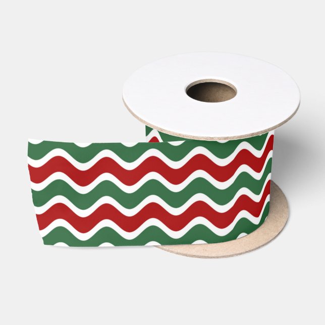 Red Green Stripes Muster Weihnachten Satinband (Spule)