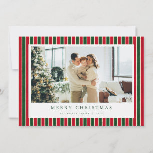 Red Green Strips Weihnachts-Foto Weihnachtskarte Feiertagskarte
