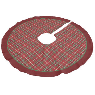 Red Green Tartan Karierte Custom Christmas Tree Sk Leinenimitat Weihnachtsbaumdecke