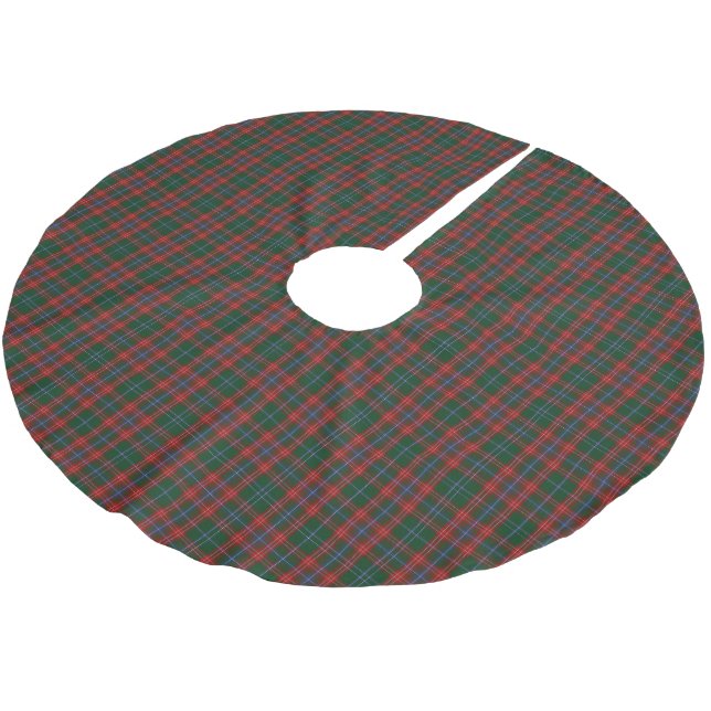 Red Green Tartan Karierter Urlaub Polyester Weihnachtsbaumdecke (Schrägansicht)