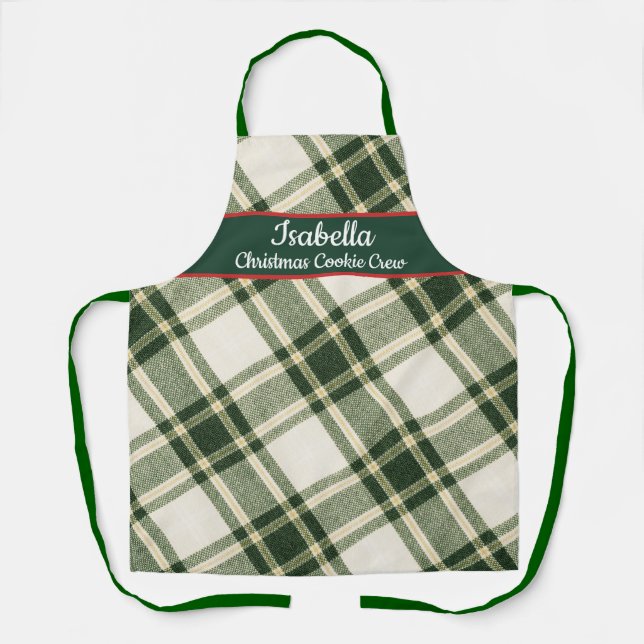 Red Green Tartan Plaid Personalized Christmas  Apr Schürze (Vorderseite)