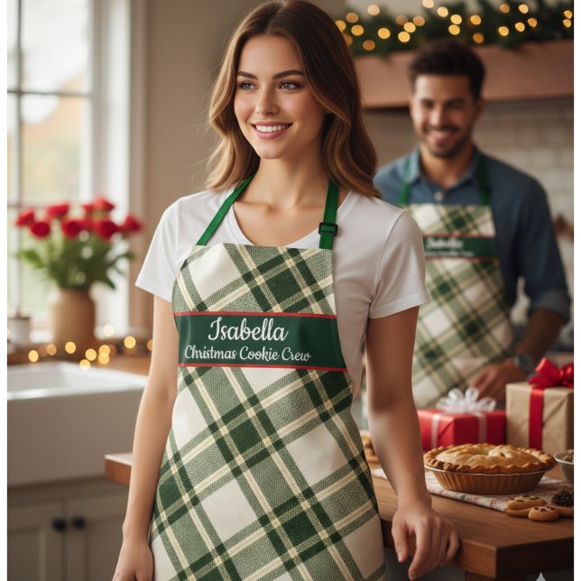 Red Green Tartan Plaid Personalized Christmas  Apr Schürze (Red Green Tartan Plaid Personalized Christmas Apron)