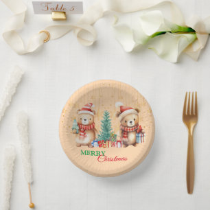 Red Green Teddy Bear Santa Merge Weihnachts-Party Pappteller