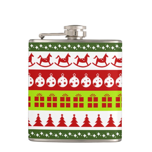 Red Green Ugge Weihnachts Sweater Festive Clipart Flachmann (Vorderseite)