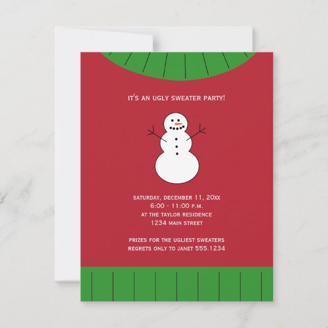Red Green Ugge Weihnachts Sweater Holiday Party Einladung (Vorderseite)