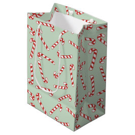 Red, Green und White Candy Cane Weihnachtsmuster Mittlere Geschenktüte