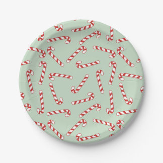 Red, Green und White Candy Cane Weihnachtsmuster Pappteller