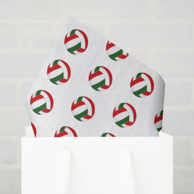red green volleyballs pattern seidenpapier (Geschenktüte)