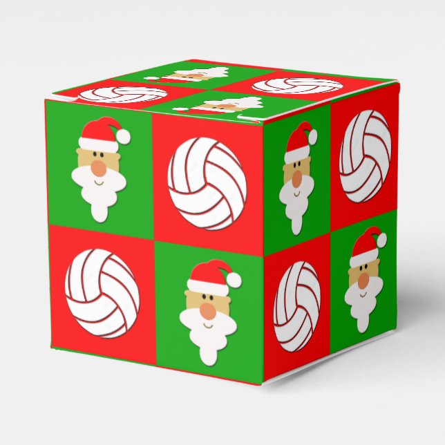 Red & Green Volleyballs & Weihnachtsfeiertage Geschenkschachtel (Vorderseite)