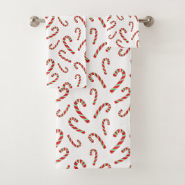 Red Green Watercolor Candy Cane Muster 2 Badhandtuch Set