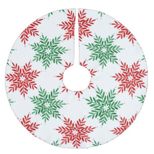 Red & Green Watercolor Snowflake Muster 2 Polyester Weihnachtsbaumdecke