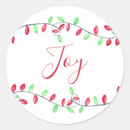Red Green Watercolor WeihnachtsLICHT Joliday Runder Aufkleber