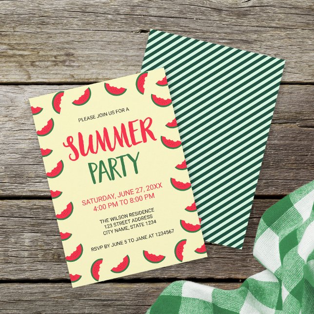 Red Green Watermelon Summer Party Invitation (Créateur téléchargé)