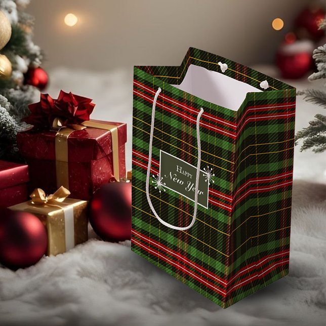 Red-Green Weihnachten Karierte Geschenktasche Mittlere Geschenktüte (Von Creator hochgeladen)