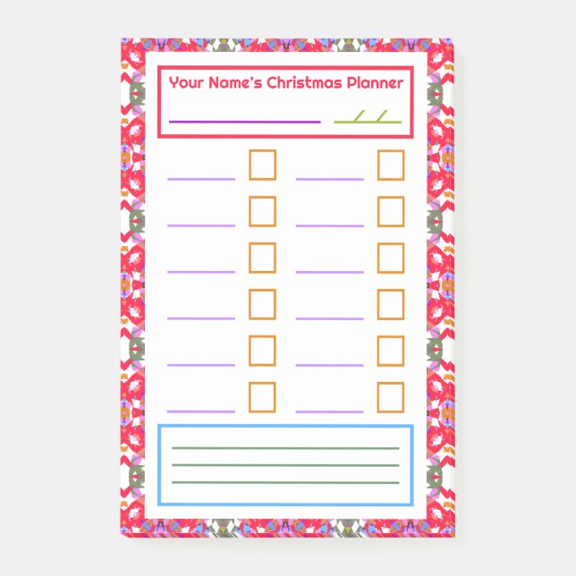 Red Green Weihnachtsplan Notes Festivals Planner Post-it Klebezettel (Vorderseite)
