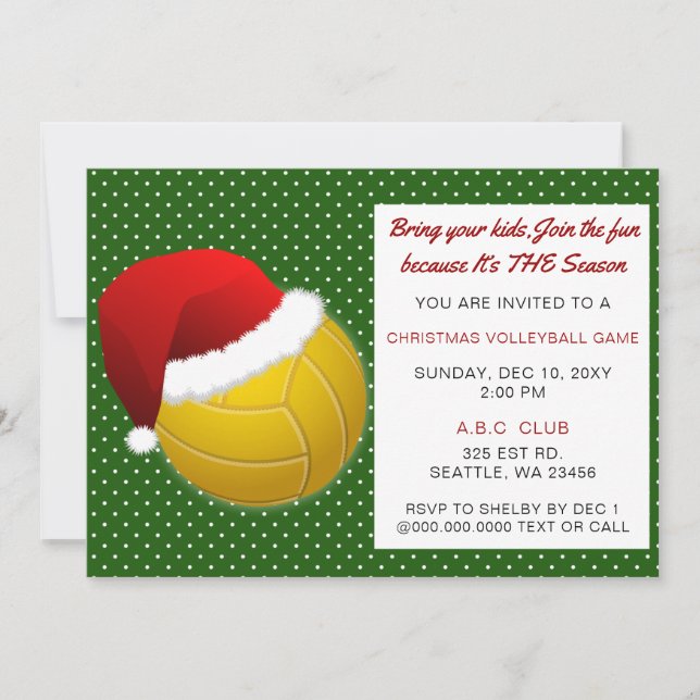 Red & Green Weihnachtsvolleyball-Turnier Einladung (Vorderseite)
