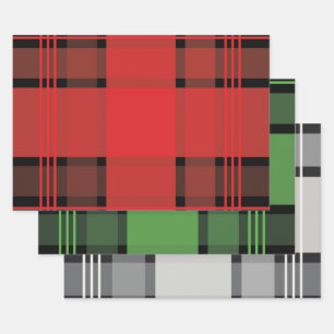 Red Green White Black Kariert Patches Streifen Ges Geschenkpapier Set