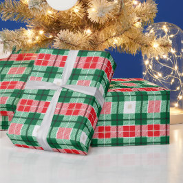 RED GREEN WHITE CHRISTMAS KARIERTE PATTER GESCHENKPAPIER
