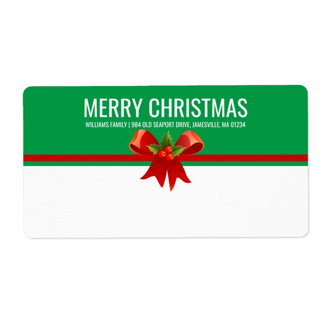 Red Green & White Christmas Shipping Label (Vorne)