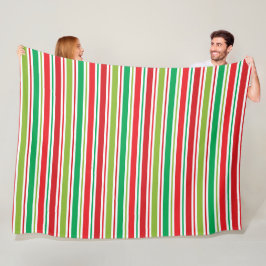 RED GREEN WHITE CHRISTMAS STRIPES FLEECEDECKE