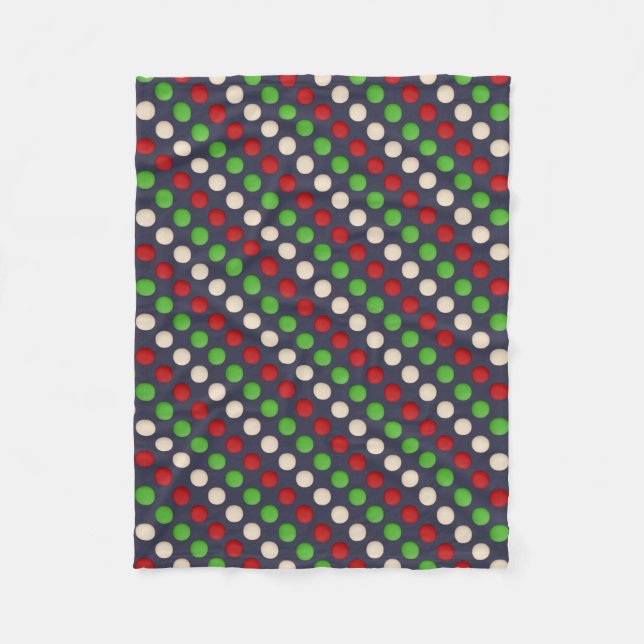 Red Green White Dots Fleecedecke (Vorderseite)