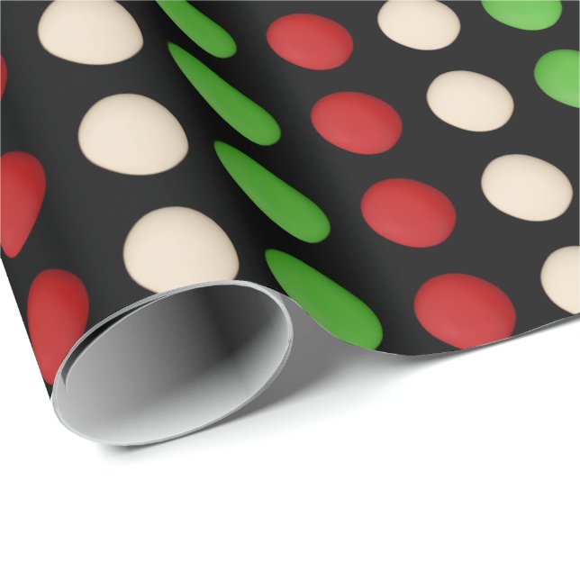 Red Green White Dots Geschenkpapier (Rolleneckpunkt)