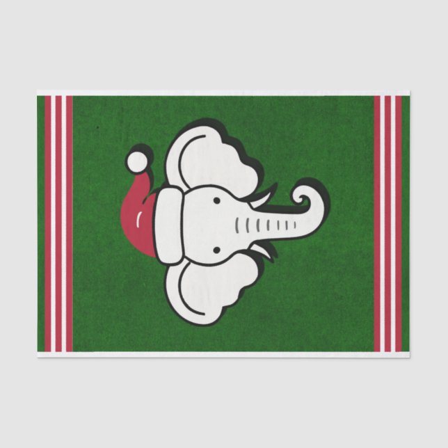 Red & Green White Elephant Weihnachtsgeschenk Part Seidenpapier (Vorderseite)