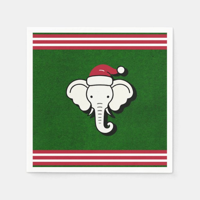 Red & Green White Elephant Weihnachtsgeschenk Part Serviette (Vorderseite)