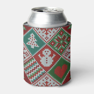 Red Green White Imitats Strick Weihnachtsmuster Dosenkühler