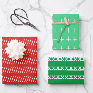 Red Green White Simple Minimal Geschenkpapier Set