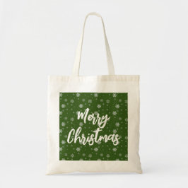 Red Green White Snowflakes Frohe Weihnachten Tragetasche