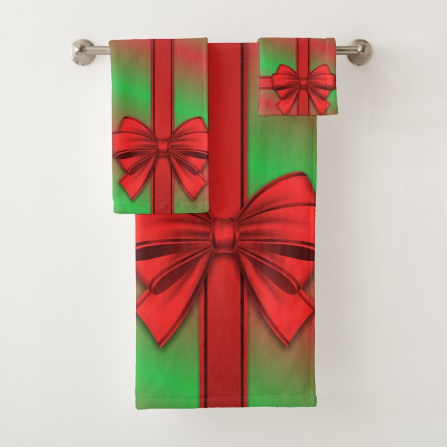 Red Green Wrapped Gift Holiday Bad Handtuch Set (Insitu)