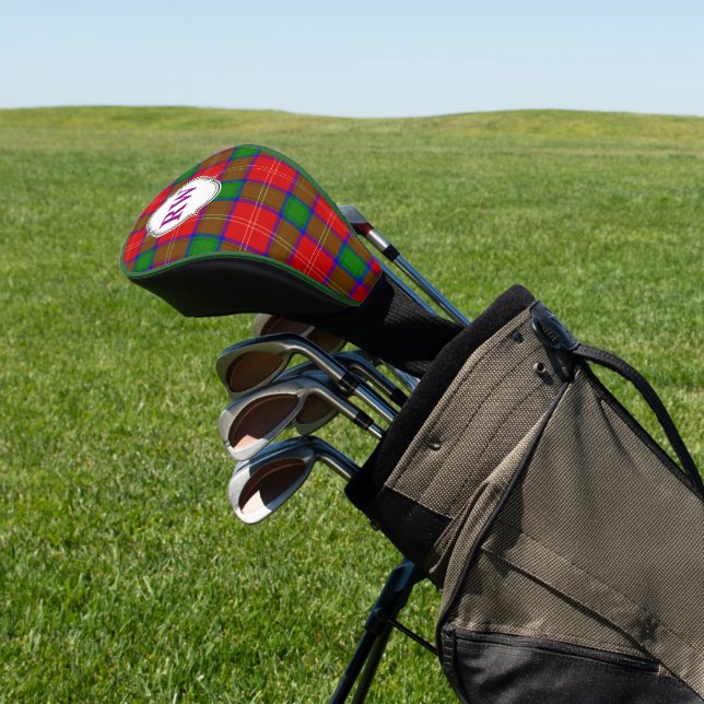 Red Green Yellow Purple Tartan Plaid Monogram Golf Headcover (In SItu)