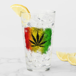 Red Green Yellow Reggae Rasta Leaf Jamaican Grunge Glas