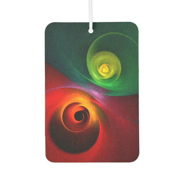 Red Green Yin Yang Modernes Abstraktes Kunstmuster Autolufterfrischer (Vorderseite)