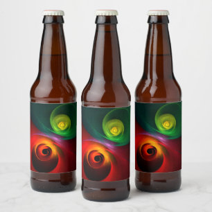 Red Green Yin Yang Modernes Abstraktes Kunstmuster Bierflaschenetikett