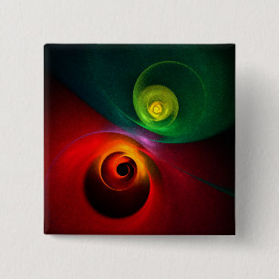 Red Green Yin Yang Modernes Abstraktes Kunstmuster Button