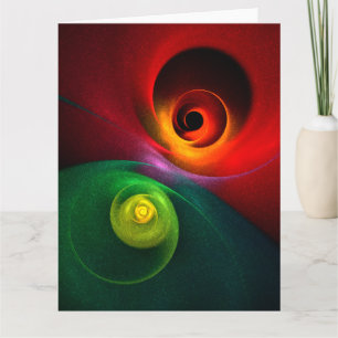 Red Green Yin Yang Modernes Abstraktes Kunstmuster Dankeskarte