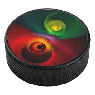 Red Green Yin Yang Modernes Abstraktes Kunstmuster Eishockey Puck