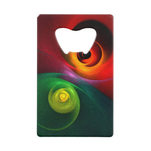 Red Green Yin Yang Modernes Abstraktes Kunstmuster Geldbeutel Flaschenöffner