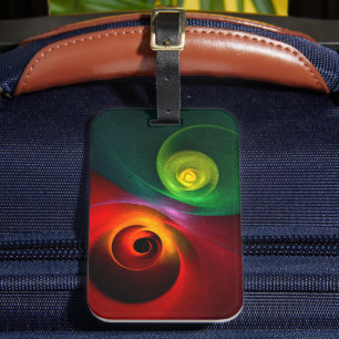 Red Green Yin Yang Modernes Abstraktes Kunstmuster Gepäckanhänger