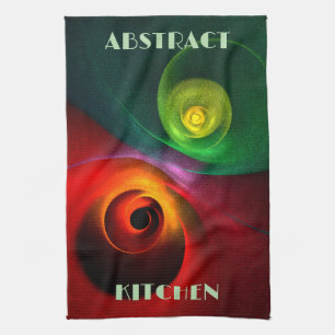 Red Green Yin Yang Modernes Abstraktes Kunstmuster Geschirrtuch